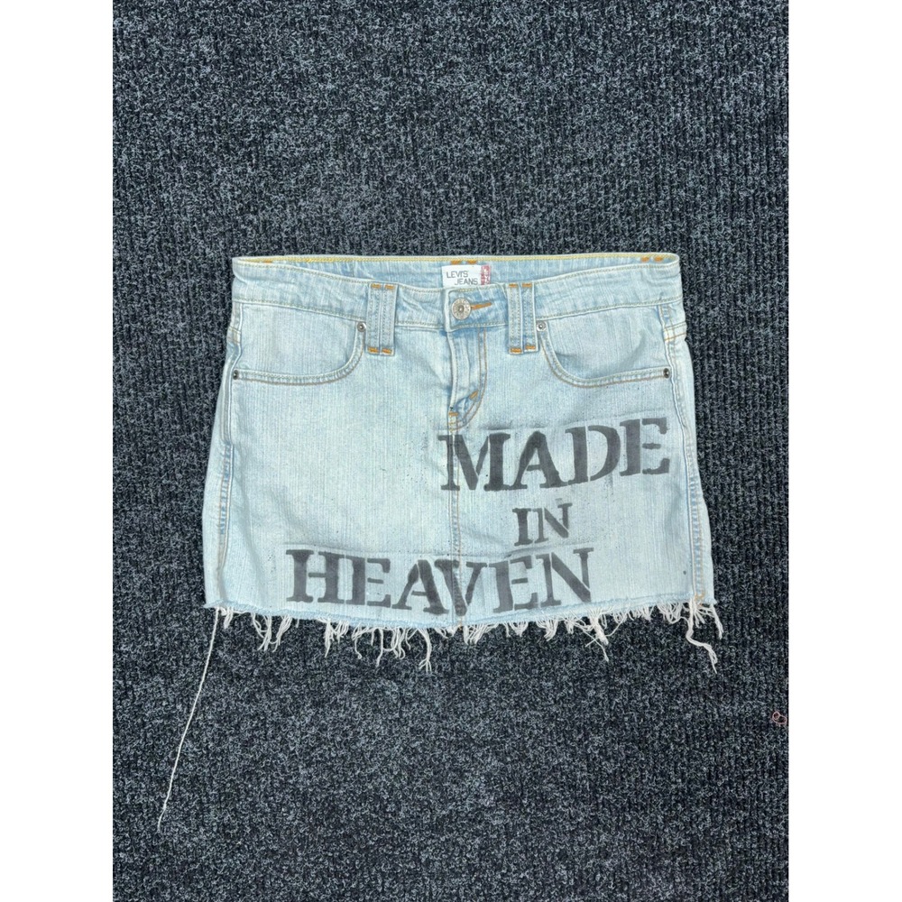 Levis Made In Heaven 444 Graphic Denim Mini Skirt Light Wash Womens Size 9